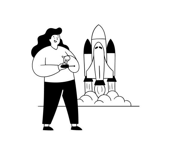 Illustration of a person with a rocket